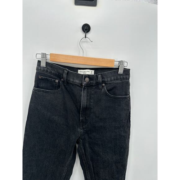 Abercrombie Womens The Skinny High Rise Denim Jeans Size 25 Black Ankle Slit - Picture 5 of 7